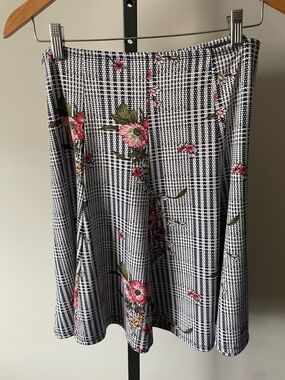 90s Y2K Vintage Vamp Whimsigoth Floral Midi Skirt A Line Grunge 1990s Flared